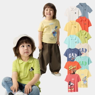 【GAP】男幼童裝 Gap x Disney迪士尼聯名 Logo純棉刺繡/印花圓領短袖T恤/Polo衫-多款任選(744760&742993)