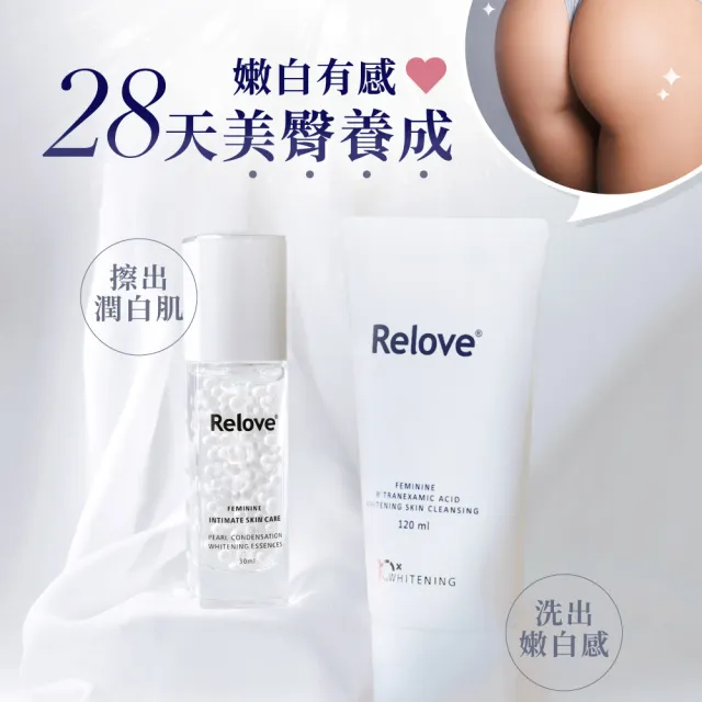 【Relove 官方直營】私密雙效奇蹟嫩白組(私密美白賦活晶球凝露EX升級版+傳明酸淨白清潔凝露)