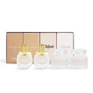 【Chloe’ 蔻依】經典女性小香水禮盒(同名+沁漾玫瑰+芳心淡香精+芳心淡香水 5mlx4 新版-國際航空版)