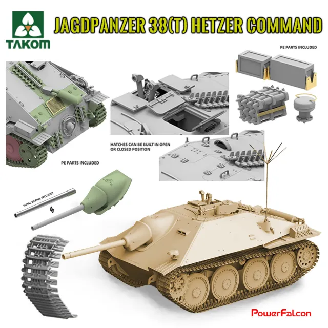 【PowerFalcon】1/35 德國驅逐戰車38 t Hetzer追獵者指揮型(Takom 2181 坦克模型 附冬季履帶 全內構)