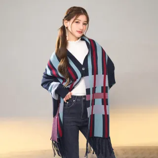 【MAJOR MADE】質感格紋手袖披肩(格紋/披肩/親膚)