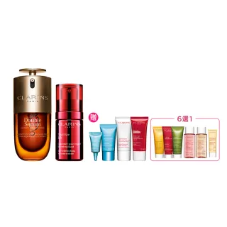 【CLARINS 克蘭詩】疾速撫紋發光組(黃金雙萃精華30ml+賽車眼霜15ml)
