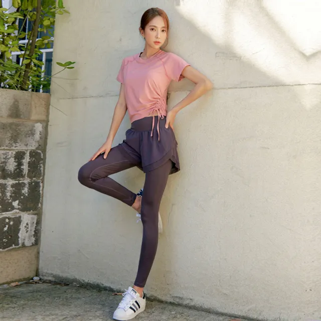 【BODYAIR】任2入 假兩件透紗長腿感九分褲(瑜珈.運動.慢跑.透氣.舞蹈.運動褲)