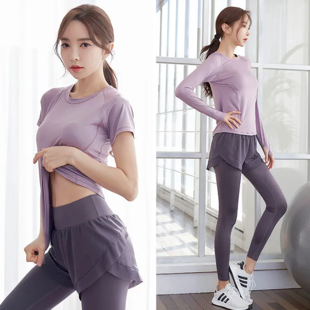 【BODYAIR】任2入 假兩件透紗長腿感九分褲(瑜珈.運動.慢跑.透氣.舞蹈.運動褲)