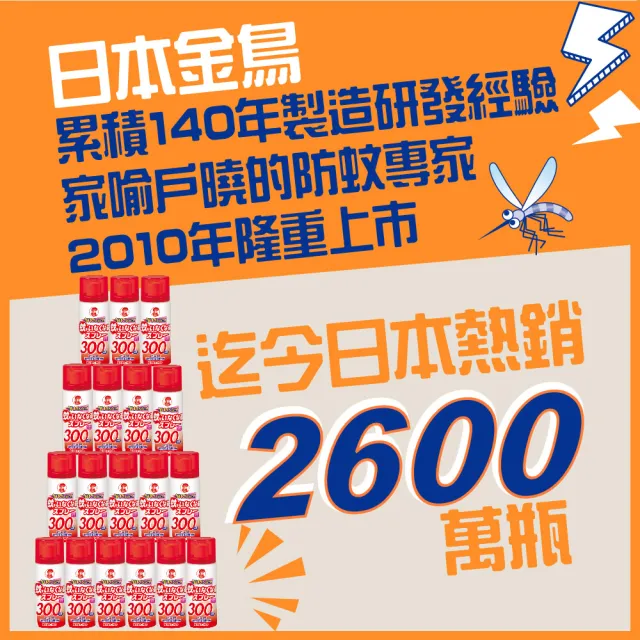 【KINCHO 日本金鳥】噴一下空間防蚊噴霧劑(300回.小黑蚊、蒼蠅、蚊子有效)
