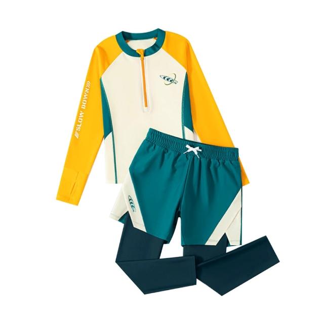 【SWIMFLOW】衝浪男孩 男孩 長袖泳衣(泳衣 兒童 泳裝 兩件式泳衣 連身泳裝 抗紫外線 男女童泳衣)