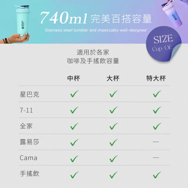 【Blender Bottle】Sleek不鏽鋼｜保溫保冰杯25oz/740ml(BlenderBottle/Strada/保溫杯/運動水壺/冰壩杯)