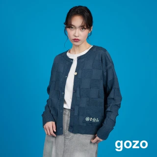 【gozo】綠豆椪摩斯密碼棋盤格毛衣外套(兩色)