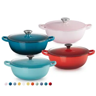 【Le Creuset】琺瑯鑄鐵鍋媽咪鍋 22cm(貝殼粉/湖水藍/櫻桃紅/蜂蜜黃  多色選1)