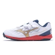 【MIZUNO 美津濃】棒壘球鞋 Cushionrevo DIA Trainer Wide 男鞋 寬楦 白 藍 魔鬼氈 支撐(11GT2525-42)