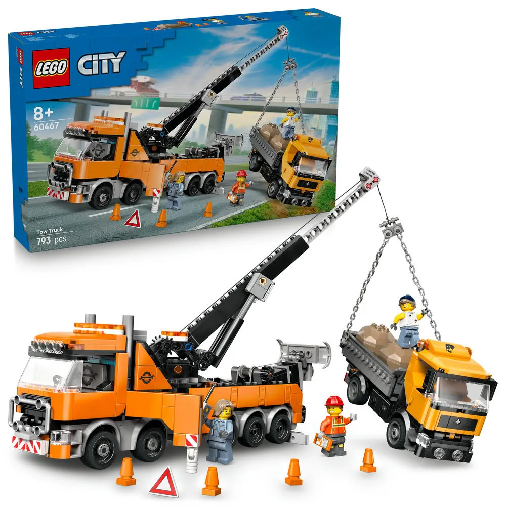 【LEGO 樂高】城市系列 60467 配備起重機的重型道路救援拖吊車(momo獨家 交通工具玩具 兒童玩具 積木)