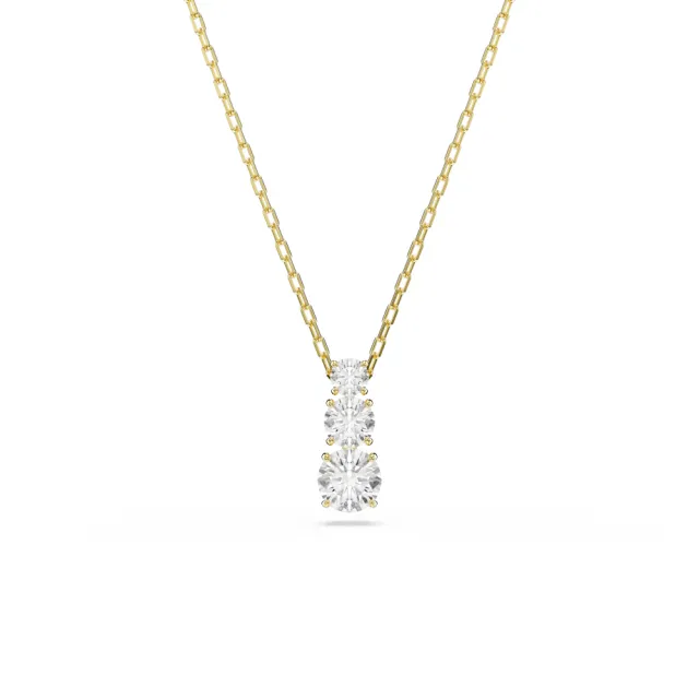 【SWAROVSKI 施華洛世奇】Stilla Attract 鏈墜 圓形切割 白色 鍍白金色/鍍金色(2色任選_情人節禮物)