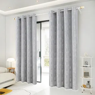 【BonBon naturel】2入全遮光侘寂風質感孔式加厚門簾/窗簾_130*210CM/光影灰(全遮光/空調簾/門簾/窗簾)