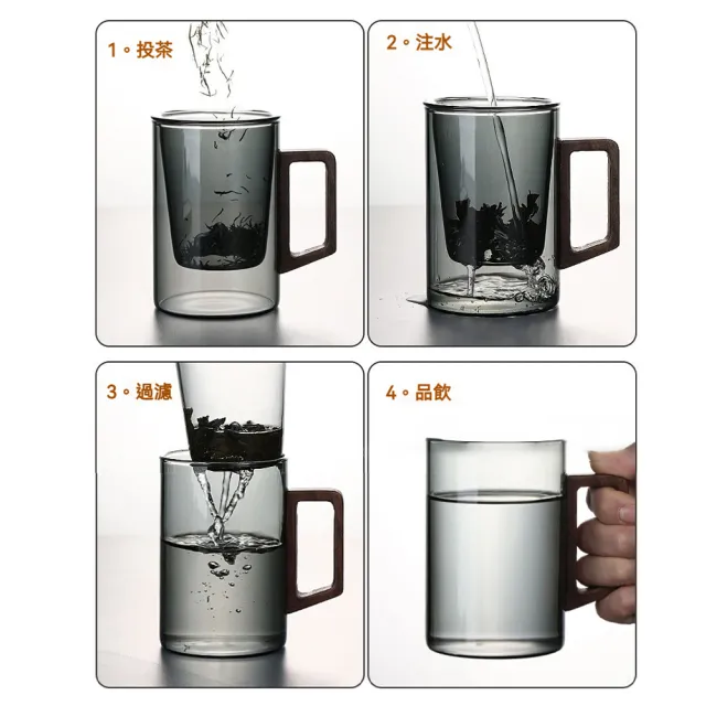 【South Life】日式泡茶三件杯 觀山杯(茶水分離泡茶杯 玻璃泡茶杯 茶具 玻璃茶壺 泡茶組 日式茶杯 玻璃杯)