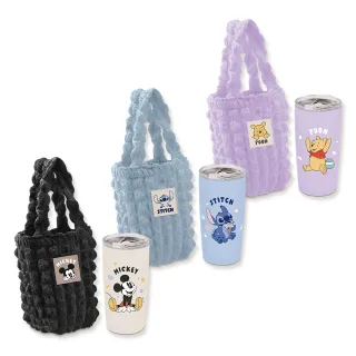 【SENSE LAB·好感製所】Disney迪士尼 萌趣304不銹鋼保溫杯530ml雲朵提袋袋(米奇/史迪奇/維尼三款任選)