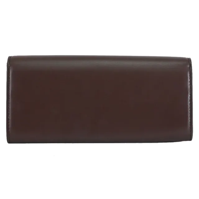 【TOD’S】TODS 經典金屬LOGO滑面牛皮扣式零錢發財長夾(深咖)