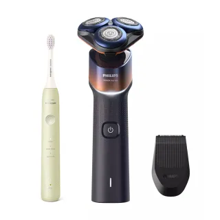 【Philips 飛利浦】官方直營 X5012全新X系列電動刮鬍刀/電鬍刀+HX2411音波牙刷(超值組合)