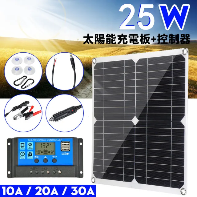 【Felsted】25W太陽能充電板 光伏板 戶外攜帶電源板(露營 太陽能板 應急充電板 雙USB充電)