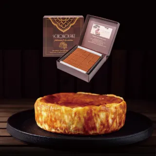 【巧克力雲莊】雲莊焦香巴斯克乳酪6吋+雲莊原味生巧克力125g/盒 MOMO獨家限定(送禮首選/母親節蛋糕)
