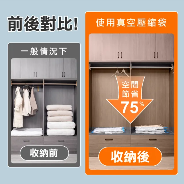 【ONE HOUSE】收納趣真空壓縮袋-中款 50x70CM 2入(旅行壓縮袋/旅行袋/收納袋)