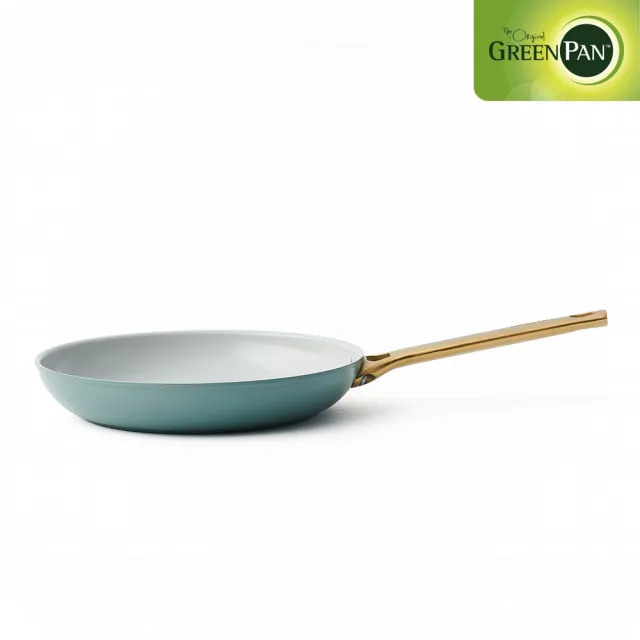 【GreenPan】鑽石陶瓷塗層不沾平煎鍋 PADOVA 24cm 湖水綠(不含蓋/不挑爐具/不沾鍋/陶瓷/洗碗機適用)