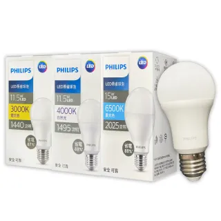 【Philips 飛利浦】4入組 免運費 最新款 易省 LED 燈泡 11.5W E27 球泡燈 全電壓(黃光/自然光/白光)
