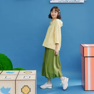 【Dailo】格紋拼接雲朵泡泡中長裙(綠 灰)