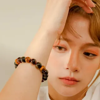 【天天水晶 TINGTING】招財自信 彩虎眼石 素圈水晶手鍊(正財事業 激發勇氣及信心)
