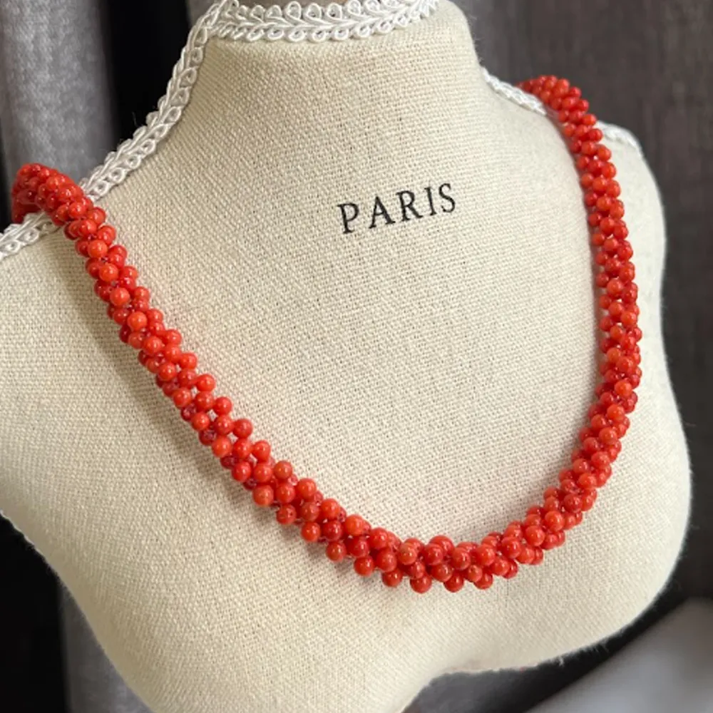 【KARAT】日本古董編織義大利沙丁紅珊瑚 項鍊(6股編織)