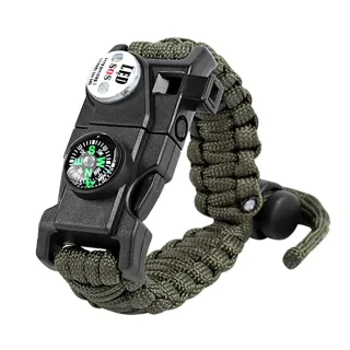 【AHOYE】21功能戰術級LED求生手環 露營 登山 遠足 野外