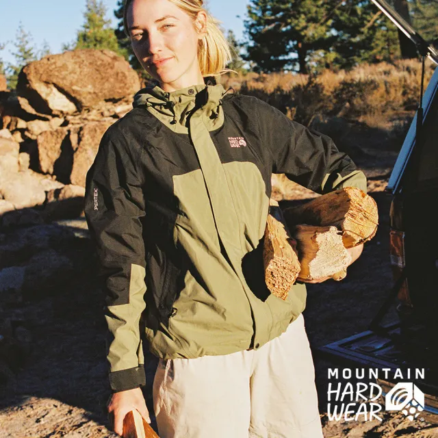 【Mountain Hardwear】Dry Times Hooded Jacket W 經典復刻防水連帽外套 女款 油橄欖綠/黑 #2109741