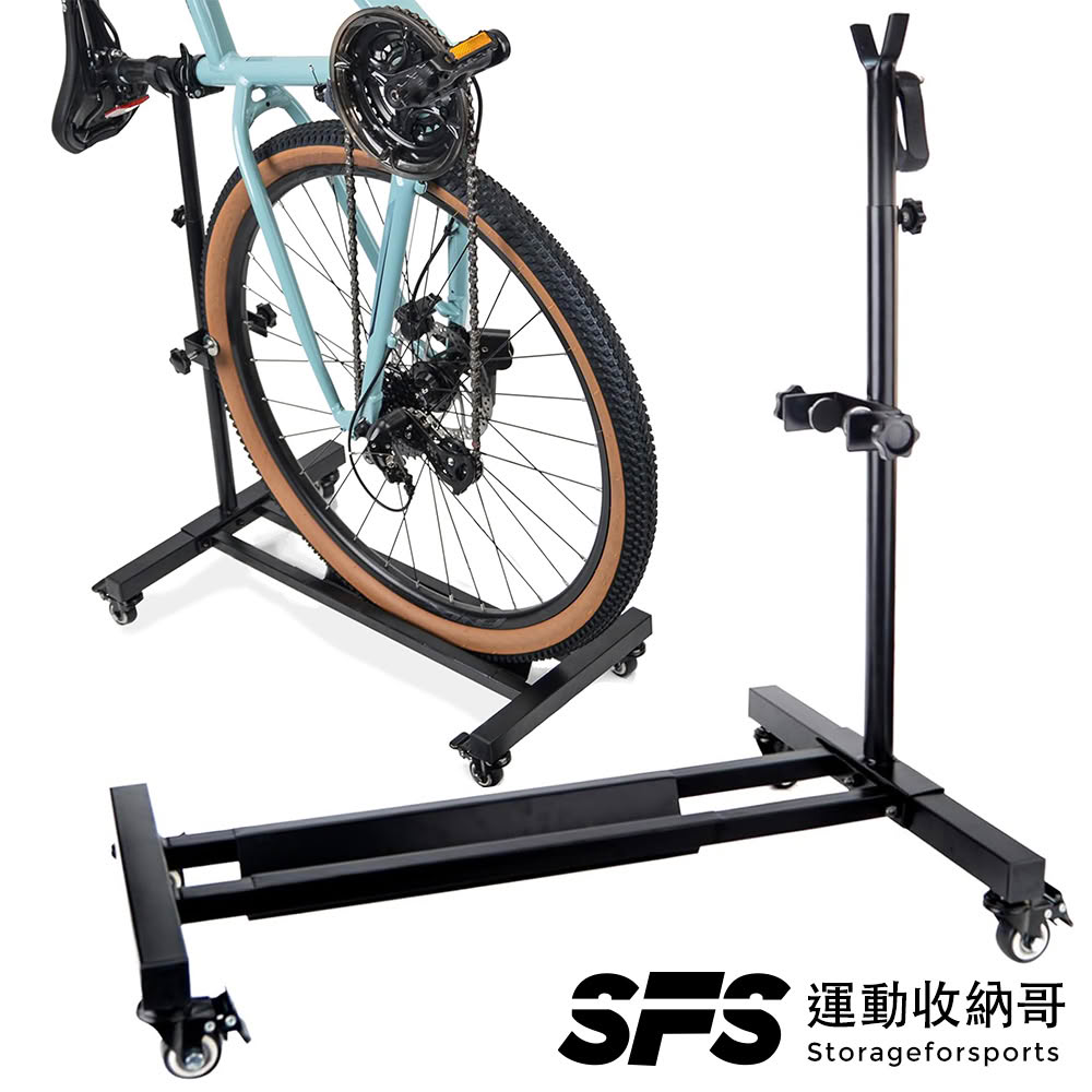 【SFS】L型滾輪式直立自行車停車架(展示架 直立架 腳踏車停車架 立式自行車停車架推薦 室內外皆宜)