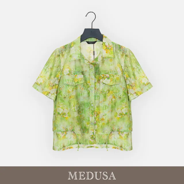 【MEDUSA 曼度莎】現貨-夏日花園天絲棉休閒襯衫（M-XL）｜女休閒上衣 涼感薄襯衫 女短袖襯衫(601-35401)