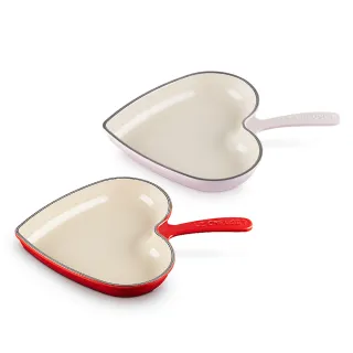 【Le Creuset】琺瑯鑄鐵鍋單柄愛心煎盤26cm(櫻桃紅)