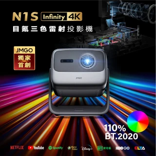【JMGO 堅果】N1S Infinity 4K目氪三色雷射投影機(目氪技術/4K UHD高畫質/2450 ISO流明/自動對焦校正)