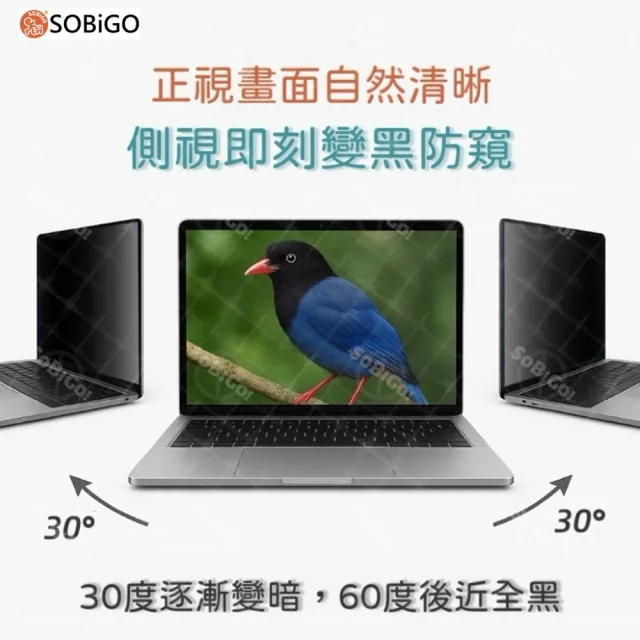 【SOBiGO!】抗藍光防窺片 23吋至24吋(內框有6種尺寸)