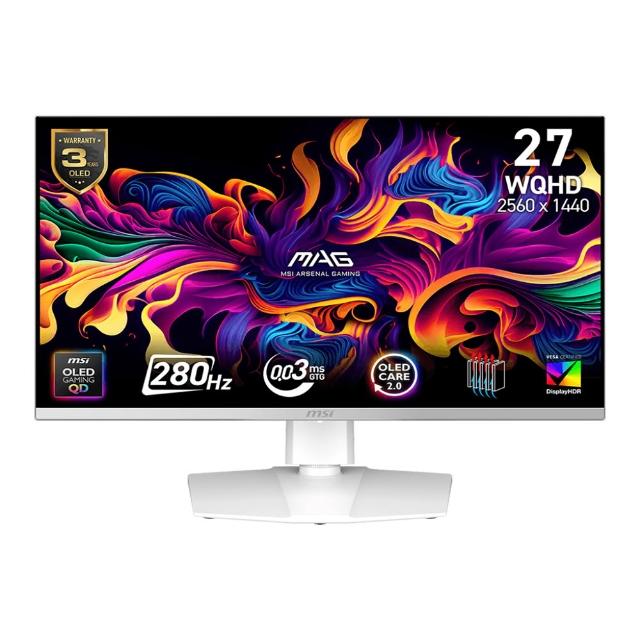 【MSI 微星】MAG 272QPW QD-OLED X28 27型 平面電競螢幕(2K/QD-OLED/280Hz/DP+HDMI+Type C/0.03ms/HDR)