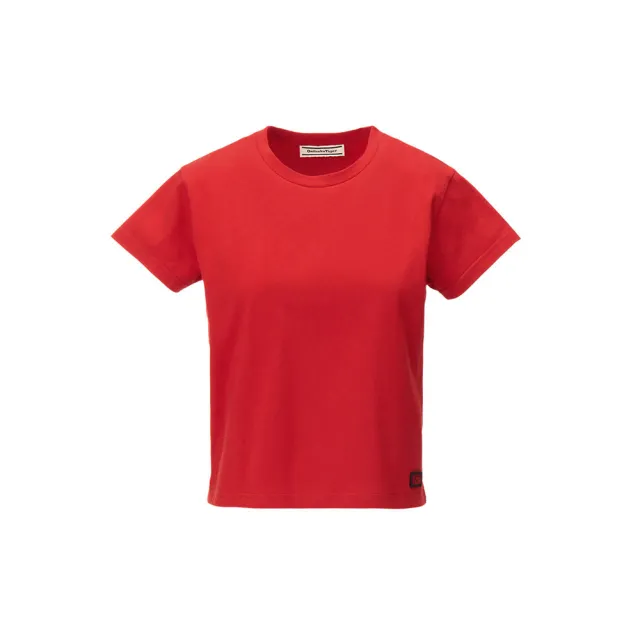 【Onitsuka Tiger】鬼塚虎 女款短版 LOGO 小標紅色上衣 (2182B480-600)