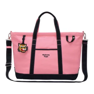 【Onitsuka Tiger】鬼塚虎 官方旗艦店 老虎吊牌粉色帆布托特包大(3183B226-700)
