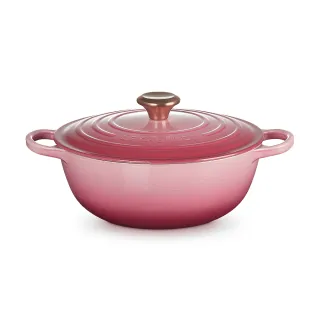 【Le Creuset】典藏琺瑯鑄鐵鍋媽咪鍋26cm(野莓金-銅頭-內鍋黑)