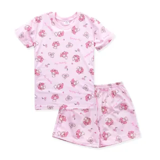 【ONEDER 旺達】三麗鷗美樂蒂 純棉短袖套裝 短袖睡衣 短袖家居套裝 My Melody(兒童睡衣/100%棉質/正版授權)