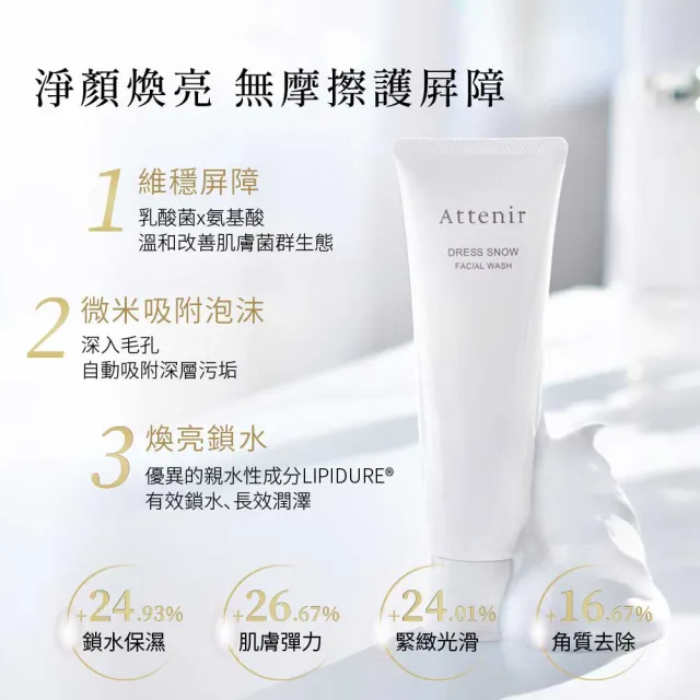 【Attenir 艾天然】雪臻優皙潔面乳120g(洗面乳 洗臉 日本原裝進口 官方直營)