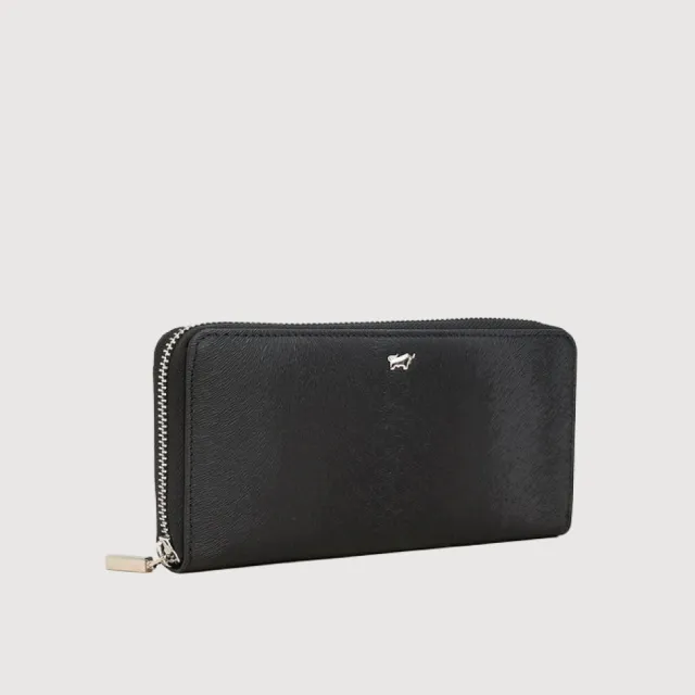 【BRAUN BUFFEL 德國小金牛】凱瓦 13卡拉鍊長夾-黑色(BF860-602-BK) 錢包送禮推薦