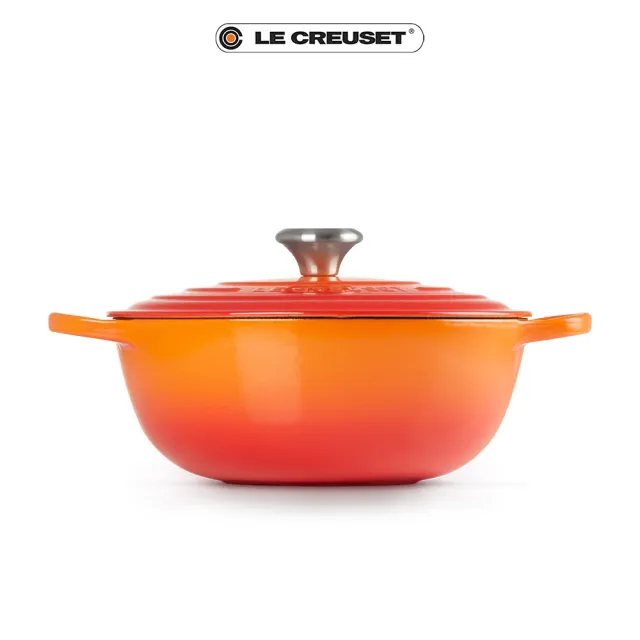 Le Creuset】典藏琺瑯鑄鐵鍋媽咪鍋26cm(火焰橘-鋼頭) - momo購物網
