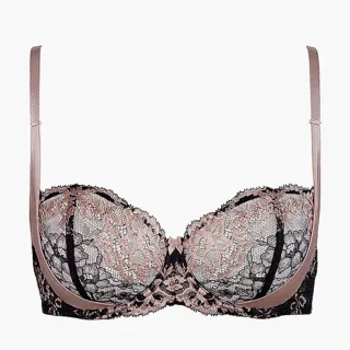 【Aubade】魅力女人蕾絲無襯內衣 性感內衣 法國進口 女內衣(MD-芋黑.金黑)