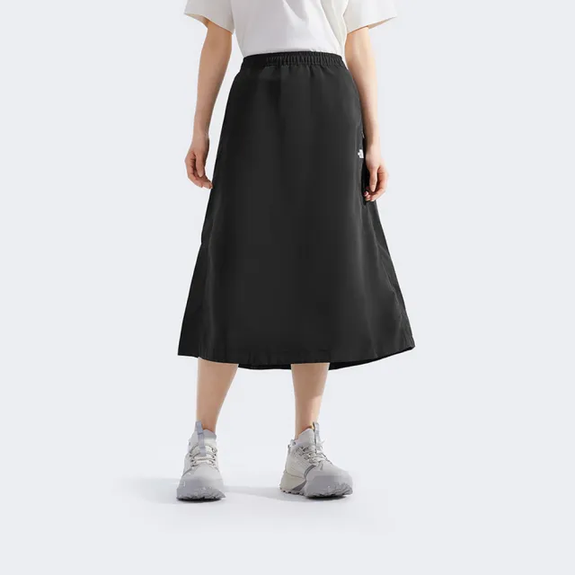 【The North Face】TNF 休閒 運動 防潑水中長裙 W TNF EASY WIND SKIRT - AP 女 黑(NF0A8C54JK3)