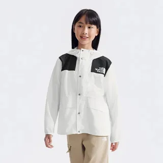 【The North Face 官方旗艦】北面兒童白色UPF防曬休閒連帽外套｜899BLA9(抗UV)