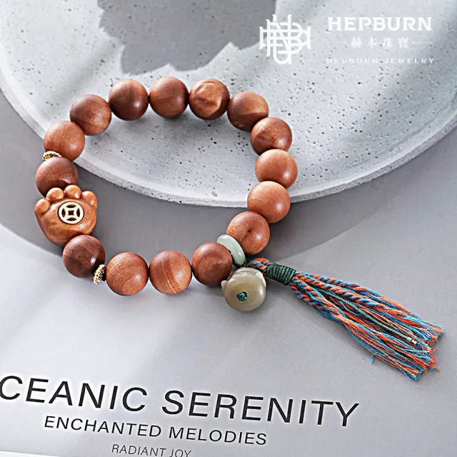 【赫本珠寶】設計款-老料招財貓爪檀香木佛珠手串