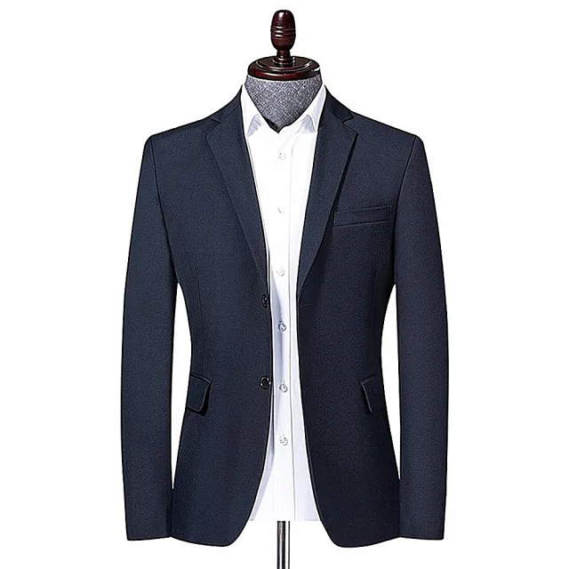 【米蘭精品】極速出貨  西裝外套休閒西服(素色彈力正裝春秋男外套父親節禮物3色74eb14)