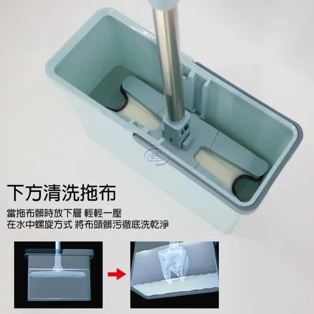 【百鈴】易手擰免沾手X型平板拖把1桿1桶1刷2布(平拖/板拖/吸水拖/懶人拖把/清潔/地拖)